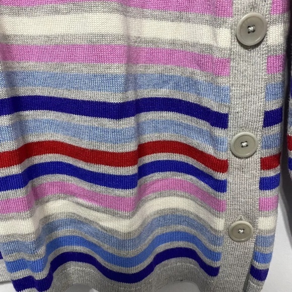 Talbots Sweater Womens M Gray Multicolor Stripe‎ Button Long Sleeve Pullover Top - Picture 6 of 10
